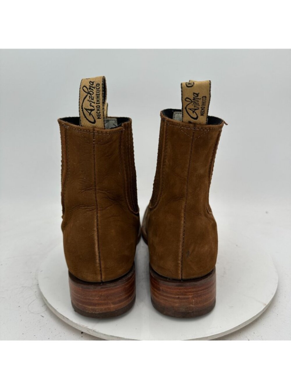 Arizona Men Size 11 Tan Leather Pull On Western Chelsea Ankle Boot - Picture 5 of 13